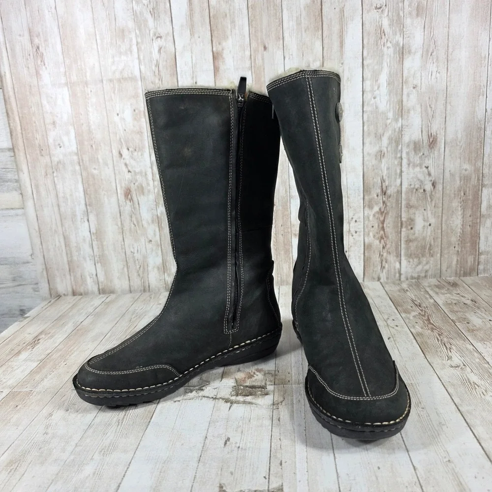 Teva Womens Black Nubuck Leather Shearling Lined Mid Calf Winter Boots‎  Size 6